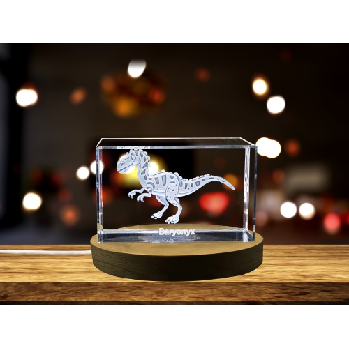 Image 1 of 6.. Baryonyx | Dinosaurs 3D Engraved Crystal
