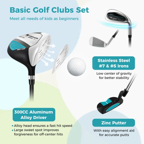Ultimate Kids – Ensemble de golf junior complet pour les enfants de 8-10 à 8 ans