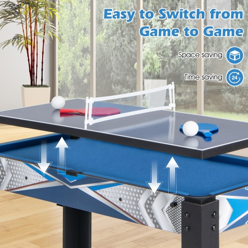 Costway 6-In-1 Combo Game Table with Basketball Billiards Ping Pong Hockey Shuffleboard