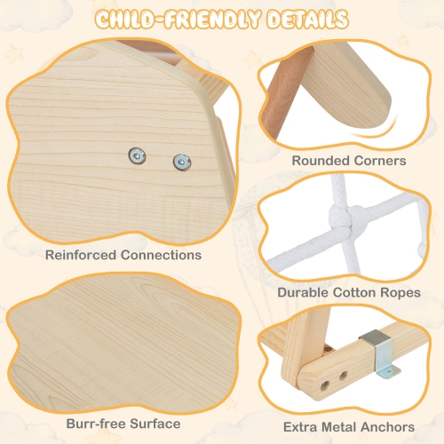 Ensemble de jeu d'escalade intérieur en bois 6-en-1 Jungle Gym de Costway pour enfants de 1 ans et plus