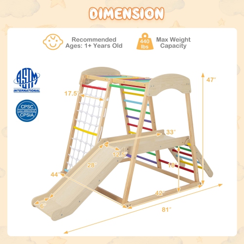 Ensemble de jeu d'escalade intérieur en bois 6-en-1 Jungle Gym de Costway pour enfants de 1 ans et plus