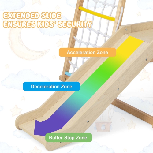 Ensemble de jeu d'escalade intérieur en bois 6-en-1 Jungle Gym de Costway pour enfants de 1 ans et plus