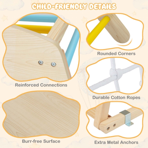 Ensemble de jeu d'escalade intérieur en bois 6-en-1 Jungle Gym de Costway pour enfants de 1 ans et plus