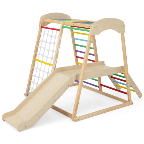 Ensemble de jeu d'escalade intérieur en bois 6-en-1 Jungle Gym de Costway pour enfants de 1 ans et plus
