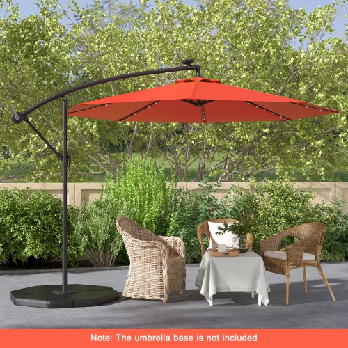 Costway 10 Ft Patio Solar LED Offset Umbrella 40 Lights Crank Cross Base