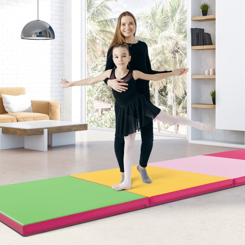 Tapis d'exercice pliable à 4 panneaux de 10 x 4 x 2 po avec poignées de transport de Costway pour le yoga Gym