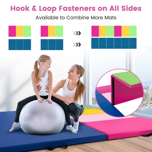 Tapis d'exercice pliable à 4 panneaux de 10 x 4 x 2 po avec poignées de transport de Costway pour le yoga Gym