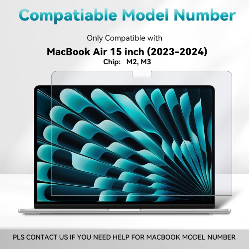 2 Pack Anti Blue Light Screen Protector Compatible with MacBook Air 15 Inch(2023, M2)-A2941, Eye Protection, Anti Glare Anti Scratch & Anti