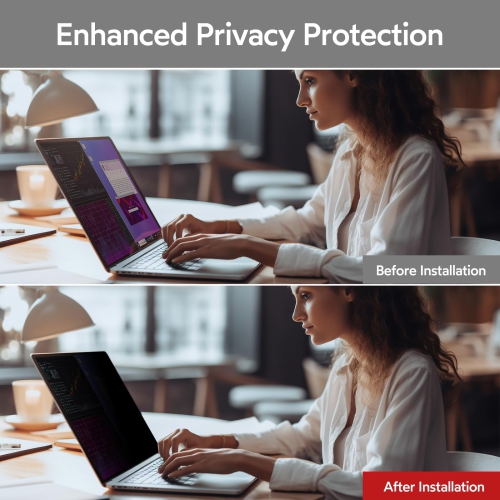16 inch Removable Laptop Privacy Screen Filter for 16:9 Ratio Monitor, Anti-Spy Anti-Glare Anti-Scratch UV-Blocking