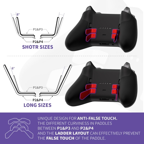 Paddles for Xbox Elite 1/2 Controller, 6 in 1 Metalic Scarlet Red Replacement Interchangeable Back Paddles for Xbox One Elite & Elite Series 2