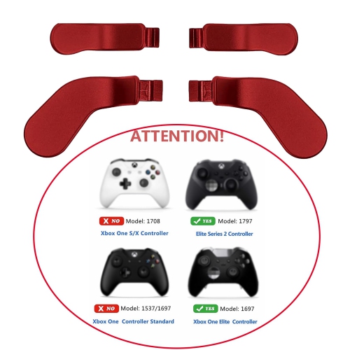 Palettes arrière de rechange 4 verrous de gâchette en acier inoxydable métallique pour manette Xbox One Elite Series 2 boutons arrière Elite Rouge