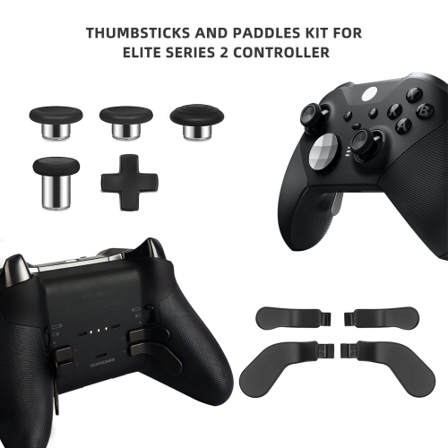 Palettes en métal pour manette Xbox Elite Series 2, pièces de rechange pour manette Elite Series 2, ensemble de composants 9-en-1 comprend une croix