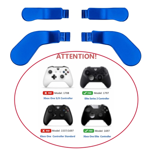 Palettes arrière de rechange 4 verrous de gâchette en acier inoxydable métallique pour manette Xbox One Elite Series 2 boutons arrière Elite Bleu