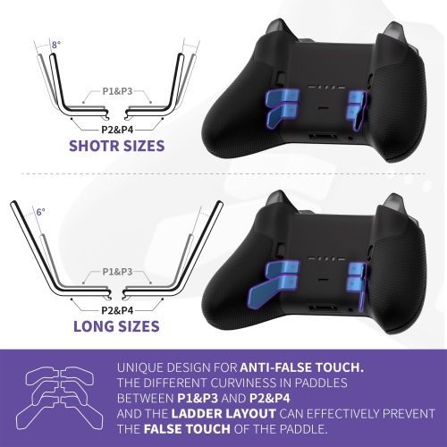 Paddles for Xbox Elite 1/2 Controller, 6 in 1 Metalic Neptune Blue Replacement Interchangeable Back Paddles for Xbox One Elite & Elite Series 2
