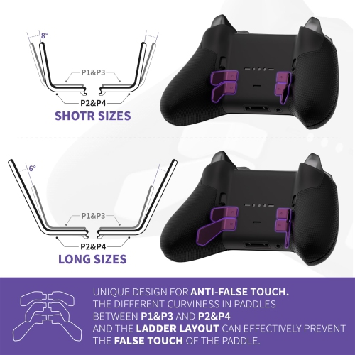 Paddles for Xbox Elite 1/2 Controller, 6 in 1 Metalic Grape Replacement Interchangeable Back Paddles for Xbox One Elite & Elite Series 2 Controller