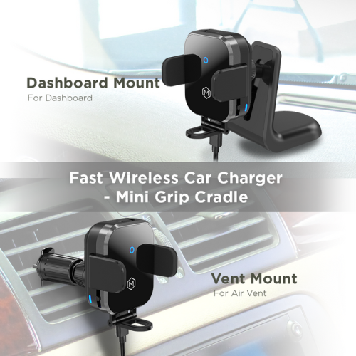 Support de chargeur de voiture sans fil rapide - Mini Grip Cradle version 2,0