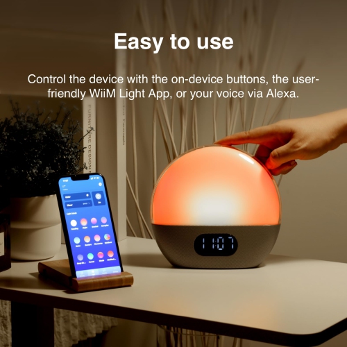 WiiM Wake-up Light All-in-One Smart Speaker, Light and Alarm Clock-Your perfect bedside companion