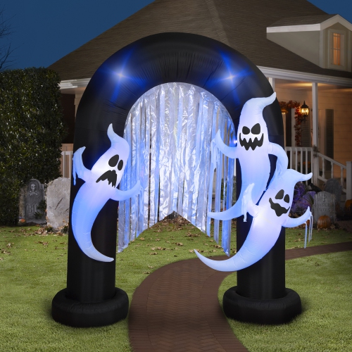 GEMMY INDUSTRIES Airblown® Inflatable and LightShow® Halloween Archway-ShortCircuit-Ghosts 107" x 99"