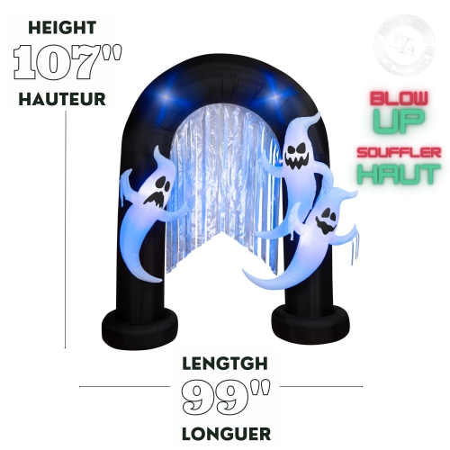 GEMMY INDUSTRIES Airblown® Inflatable and LightShow® Halloween Archway-ShortCircuit-Ghosts 107" x 99"