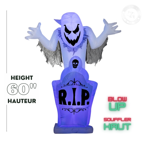 GEMMY INDUSTRIES Lightshow Airblown® Inflatable-ShortCircuit-Ghost and Tombstone Graveyard-MD Scene 60"