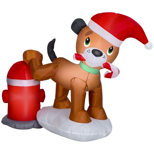 GEMMY  Industries Airblown® Christmas-Dog And Fire Hydrant-Sm Scene 48"