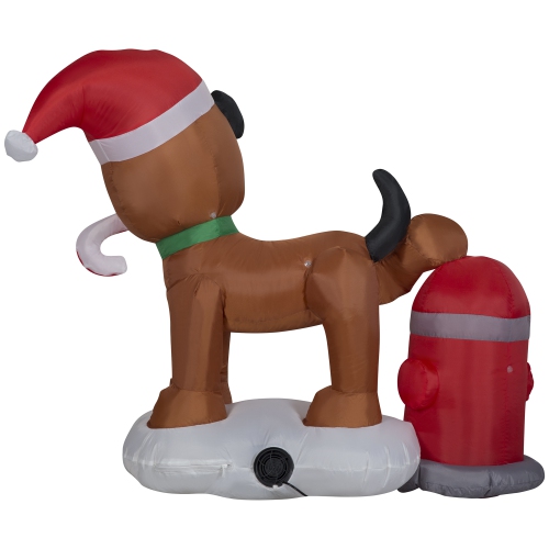 GEMMY INDUSTRIES Airblown® Inflatable Christmas-Dog and Fire Hydrant-SM Scene 48"