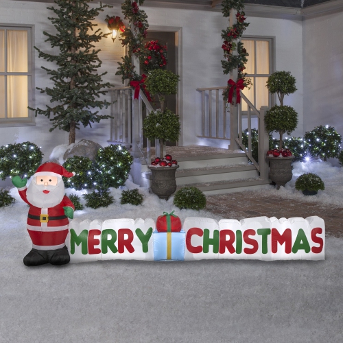 GEMMY INDUSTRIES Airblown® Inflatable-Merry Christmas Sign with Santa 37" x 108"