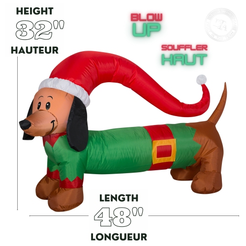 GEMMY INDUSTRIES Airblown® Inflatable Christmas -Weiner Dog w/Sweater-SM 32"