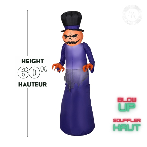 Faucheuse de citrouilles gonflable pour Halloween Airblown® GEMMY INDUSTRIES avec Top Hat-MD 60&nbsp;po