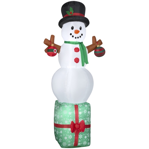 GEMMY  Industries Airblown® Christmas -Snowman On Gift Box-Lg 83"