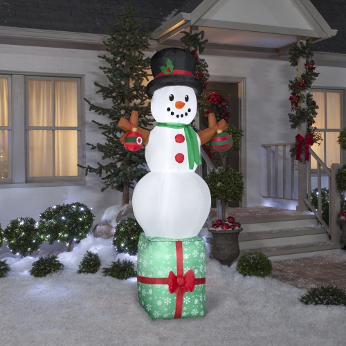 GEMMY INDUSTRIES Airblown® Inflatable Christmas -Snowman on Gift Box-LG 83"