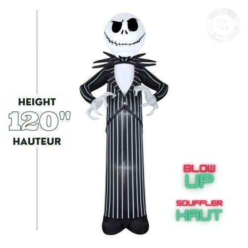 GEMMY INDUSTRIES Airblown® Inflatable Halloween -Jack Skellington w/OPP Fan-Giant-©Disney 120"