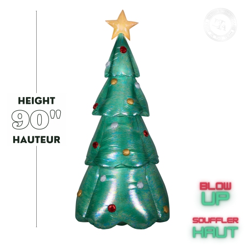 GEMMY INDUSTRIES Airblown® Inflatable -Mixed Media-Green Iridescent Christmas Tree-LG 90"