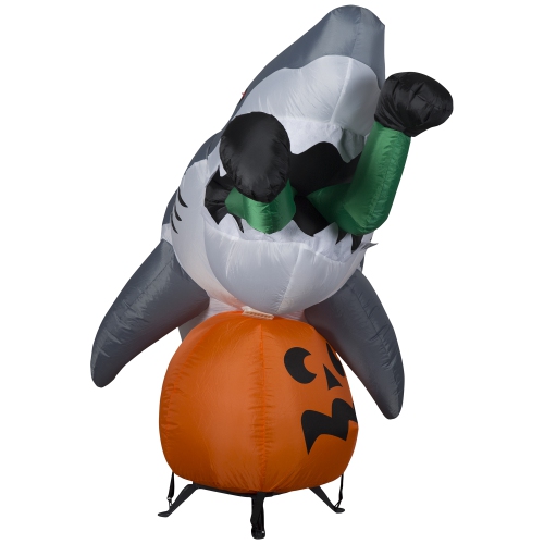 GEMMY INDUSTRIES Airblown® Inflatable Halloween Animated Airblown-Turning Head-Shark Snack -LG Scene 49" x 108"