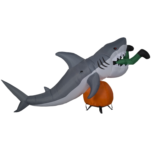 GEMMY INDUSTRIES Airblown® Inflatable Halloween Animated Airblown-Turning Head-Shark Snack -LG Scene 49" x 108"