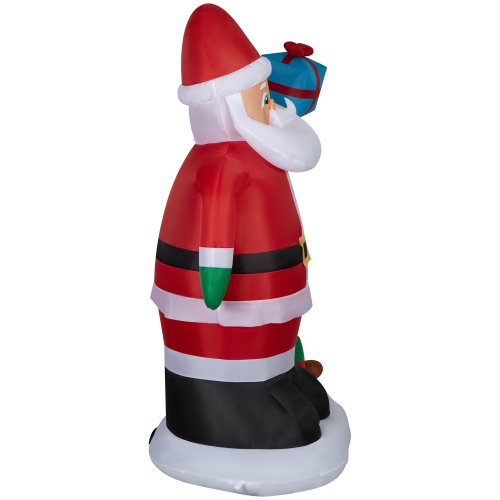 GEMMY INDUSTRIES Airblown® Inflatable Christmas -Santa and Puppy Dog w/ Giftbox Scene-LG 72"