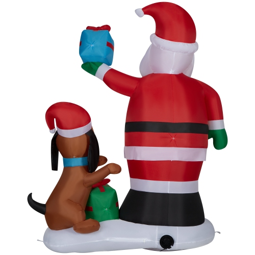 GEMMY INDUSTRIES Airblown® Inflatable Christmas -Santa and Puppy Dog w/ Giftbox Scene-LG 72"