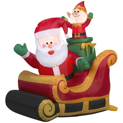 GEMMY  Industries Airblown® Christmas -Santa With Sleigh Scene-Sm Scene 42"