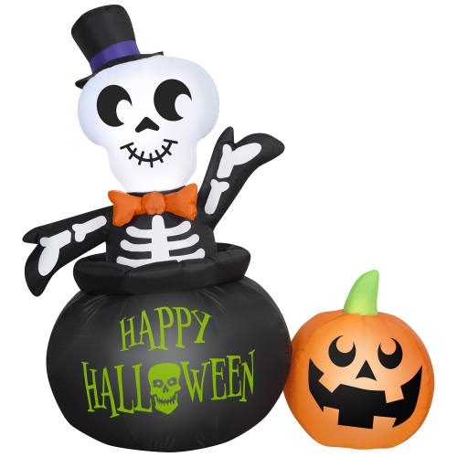 GEMMY  Industries Airblown® Halloween -Skeleton In Cauldron-Sm Scene 48"