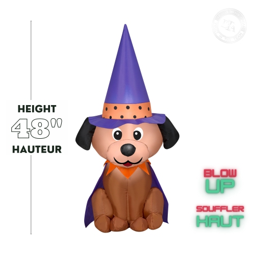 GEMMY INDUSTRIES Airblown® Inflatable Halloween -Dog w/Witch Hat-SM 48"