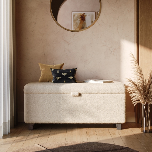 Amber & Emily Boucle Storage Ottoman