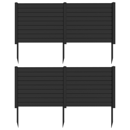 COSTWAY  2 PCs 48"l X 37.5"h Air Conditioner Fence Screen Panel Kit With 3 Ground Stakes