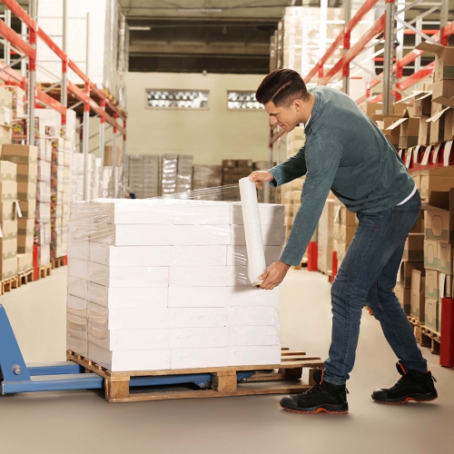 Costway 12 Rolls Stretch Film Heavy Duty Shrink Wrap 60 Gauge Clear Plastic Wrap Film