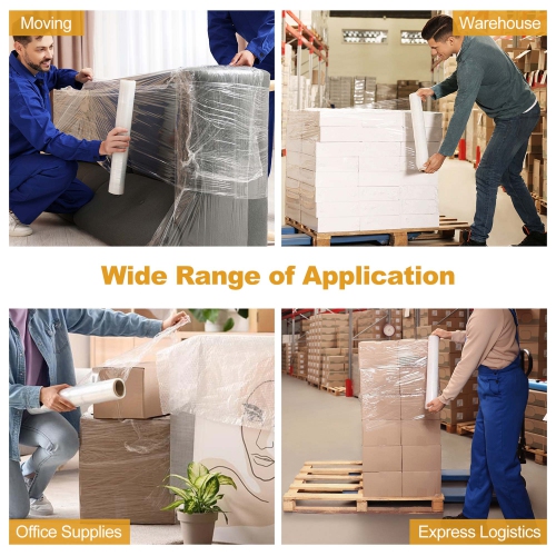 Costway 8 Rolls Stretch Film Heavy Duty Shrink Wrap 60 Gauge Clear Plastic Wrap Film