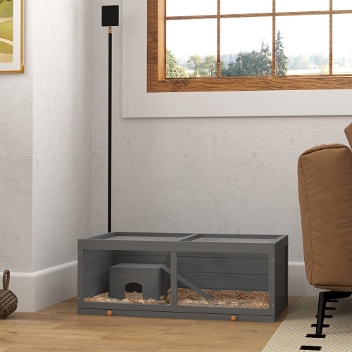 PawHut Wooden Hamster Cage, Small Animals Kit Hutch, Exercise Play House for Dwarf Hamsters, Gerbils, Chinchillas, Guinea Pigs, Bunnies, with Sliding