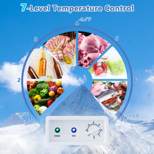 Costway 10 Cu. Ft. Chest Compact Freezer with 7-Level Temperature, Removable Basket White