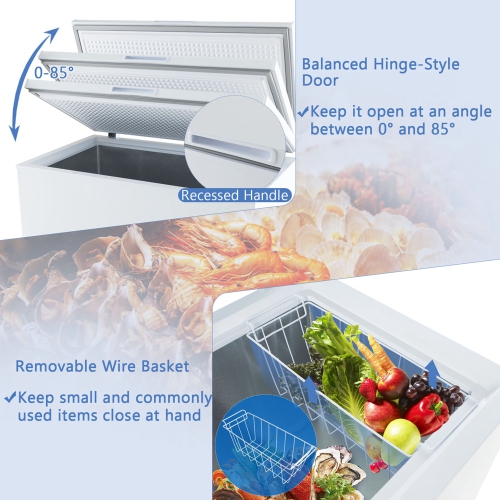 Costway 10 Cu. Ft. Chest Compact Freezer with 7-Level Temperature, Removable Basket White
