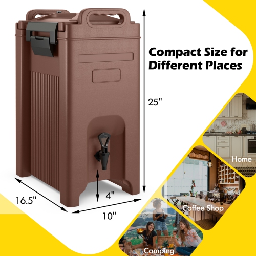 CoCostway – distributeur/serveur à boissons isolées 2 PCS, 5 gallons, boissons chaudes et froides avec poignées, café