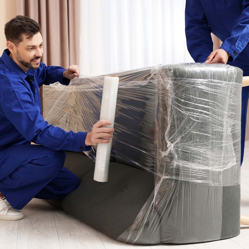 Costway 4 Rolls Stretch Film Heavy Duty Shrink Wrap 60 Gauge Clear Plastic Wrap Film