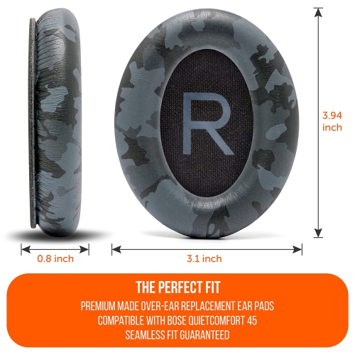 Extra Thick Replacement Ear Cushions for Bose QC45 Headphones | (Black Camo)